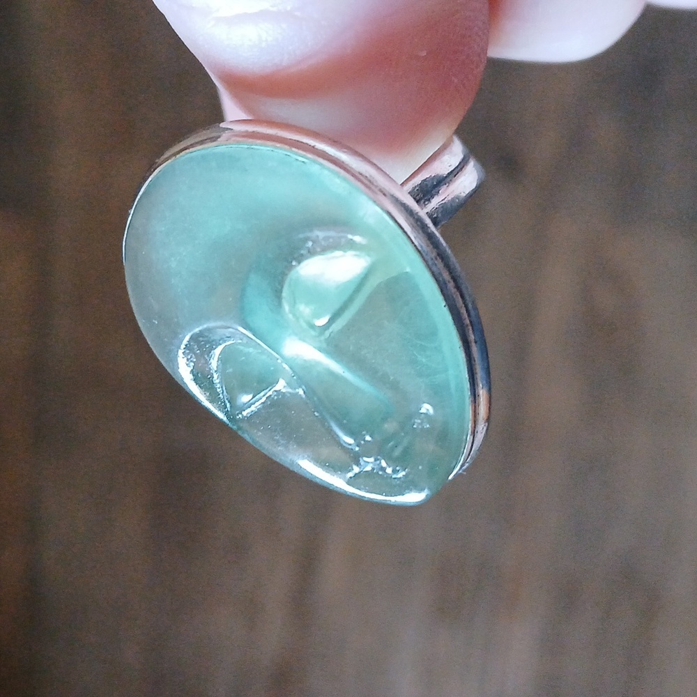 New Carved Goddess Face 925 Silver Ring. 